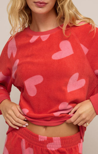 I'm Yours Plush Heart Long Sleeve Top-Long Sleeves-Vixen Collection, Day Spa and Women's Boutique Located in Seattle, Washington