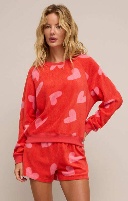 I'm Yours Plush Heart Long Sleeve Top-Long Sleeves-Vixen Collection, Day Spa and Women's Boutique Located in Seattle, Washington