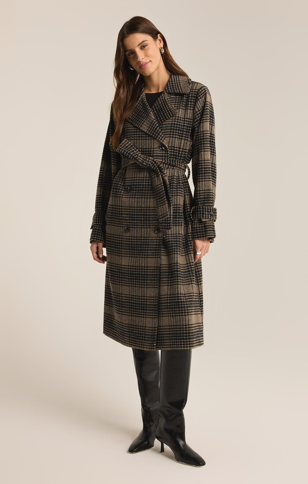 Jackie Plaid Trench-Coats-Vixen Collection, Day Spa and Women's Boutique Located in Seattle, Washington