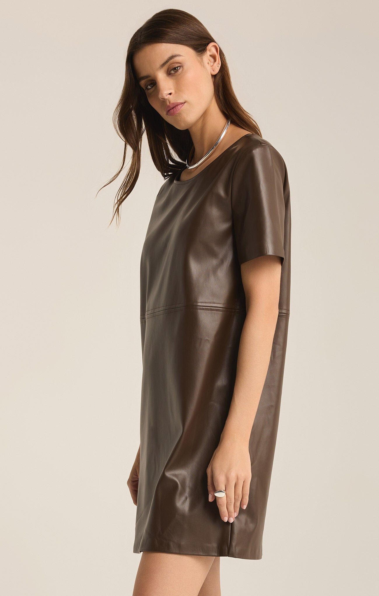 London Faux Leather Dress-Dresses-Vixen Collection, Day Spa and Women's Boutique Located in Seattle, Washington