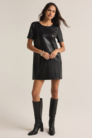London Faux Leather Dress-Dresses-Vixen Collection, Day Spa and Women's Boutique Located in Seattle, Washington