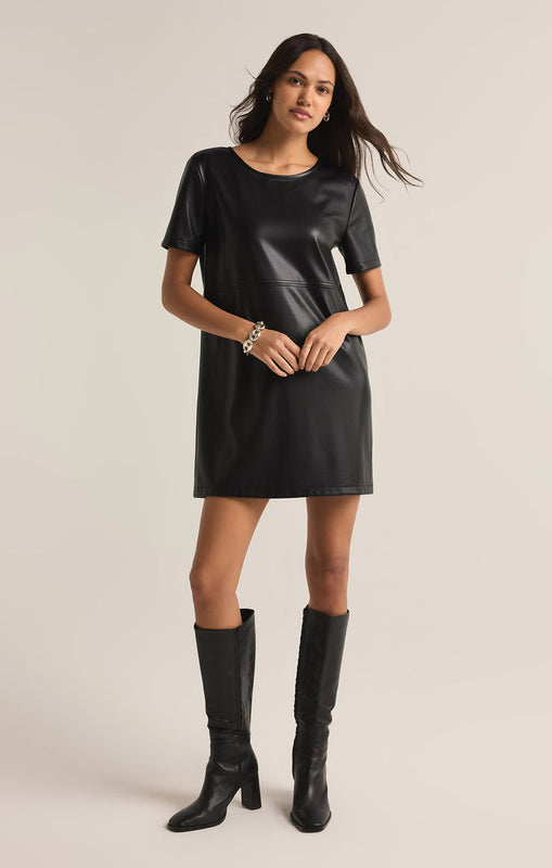London Faux Leather Dress-Dresses-Vixen Collection, Day Spa and Women's Boutique Located in Seattle, Washington
