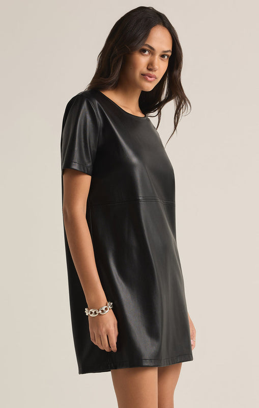 London Faux Leather Dress-Dresses-Vixen Collection, Day Spa and Women's Boutique Located in Seattle, Washington