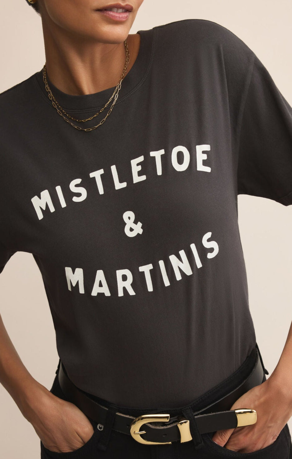 Mistletoe Boyfriend Tee-Short Sleeves-Vixen Collection, Day Spa and Women's Boutique Located in Seattle, Washington