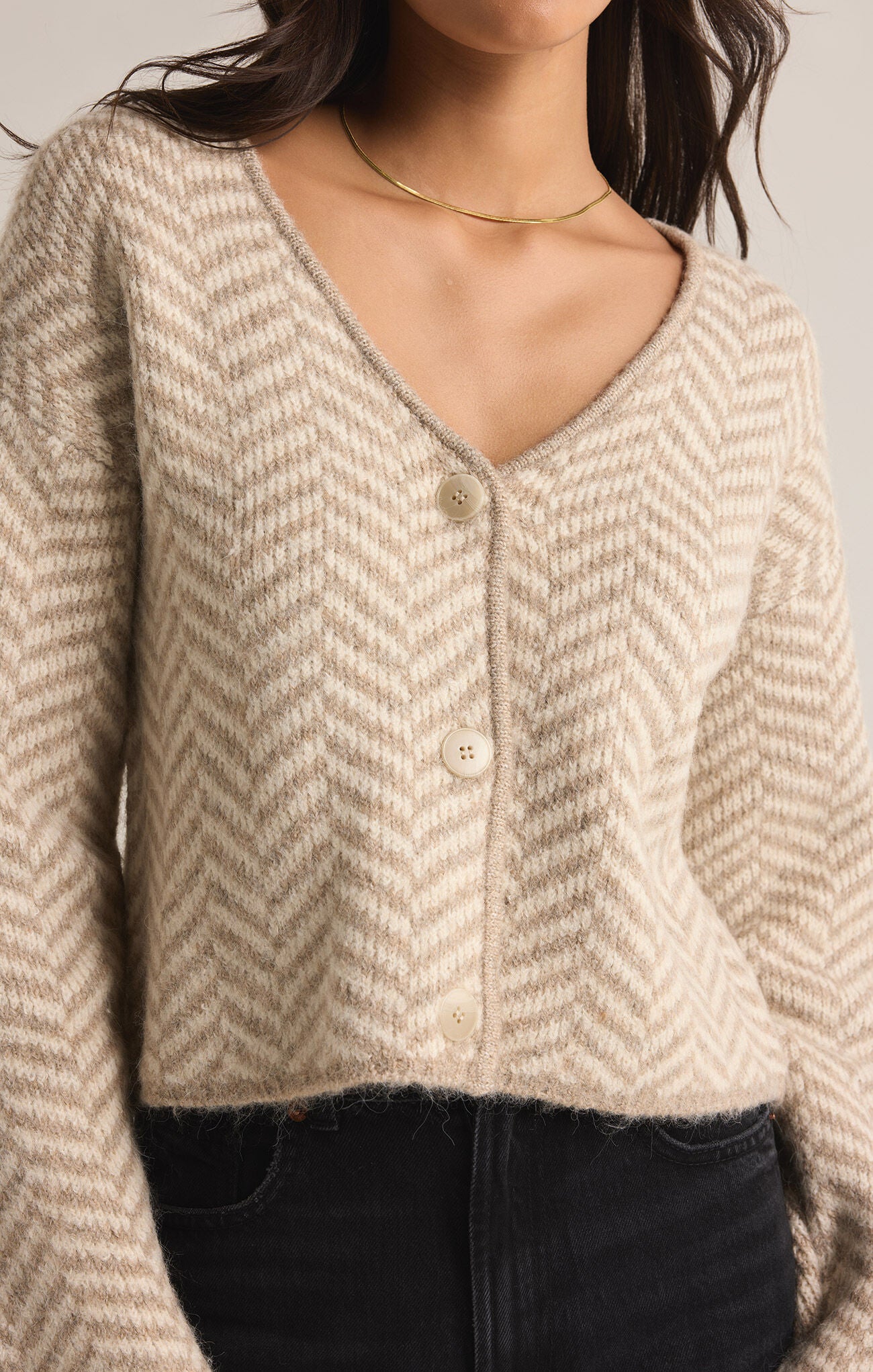 Naomi Herringbone Cardigan-Cardigans-Vixen Collection, Day Spa and Women's Boutique Located in Seattle, Washington