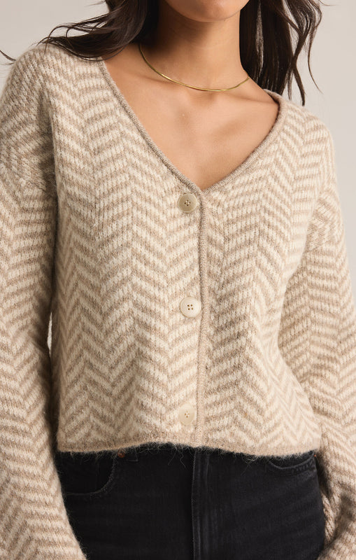 Naomi Herringbone Cardigan-Sweaters-Vixen Collection, Day Spa and Women's Boutique Located in Seattle, Washington
