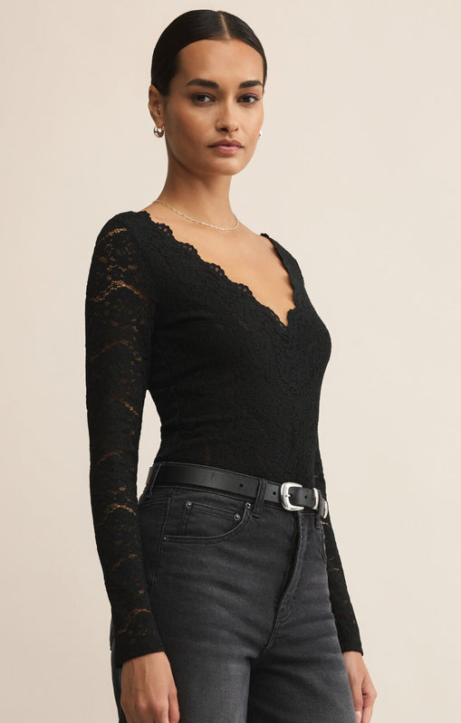 Nightfall Lace Bodysuit-Long Sleeves-Vixen Collection, Day Spa and Women's Boutique Located in Seattle, Washington