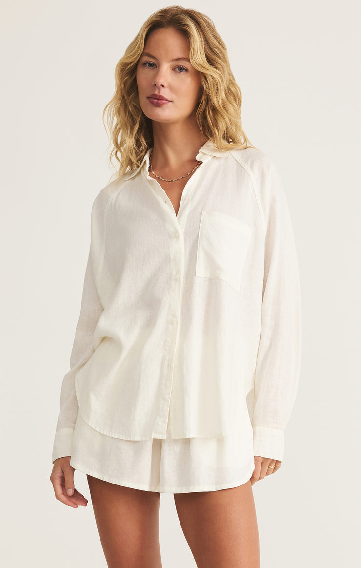 The Perfect Linen Top-Long Sleeves-Vixen Collection, Day Spa and Women's Boutique Located in Seattle, Washington