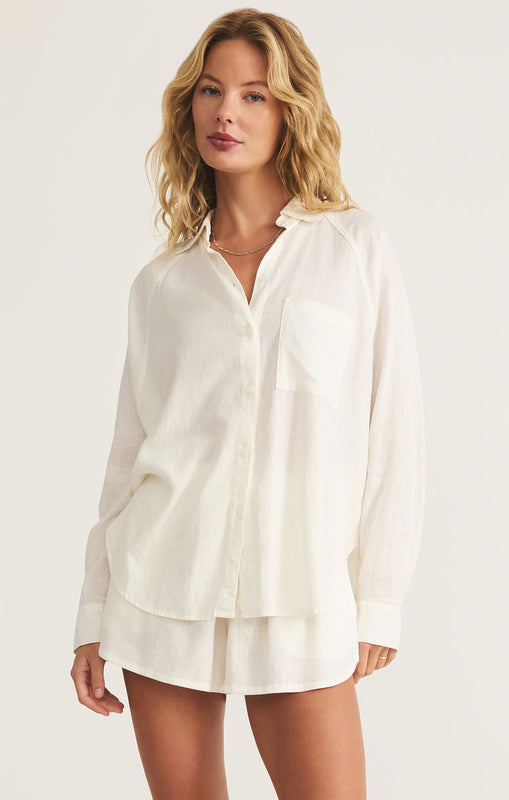 The Perfect Linen Top-Long Sleeves-Vixen Collection, Day Spa and Women's Boutique Located in Seattle, Washington