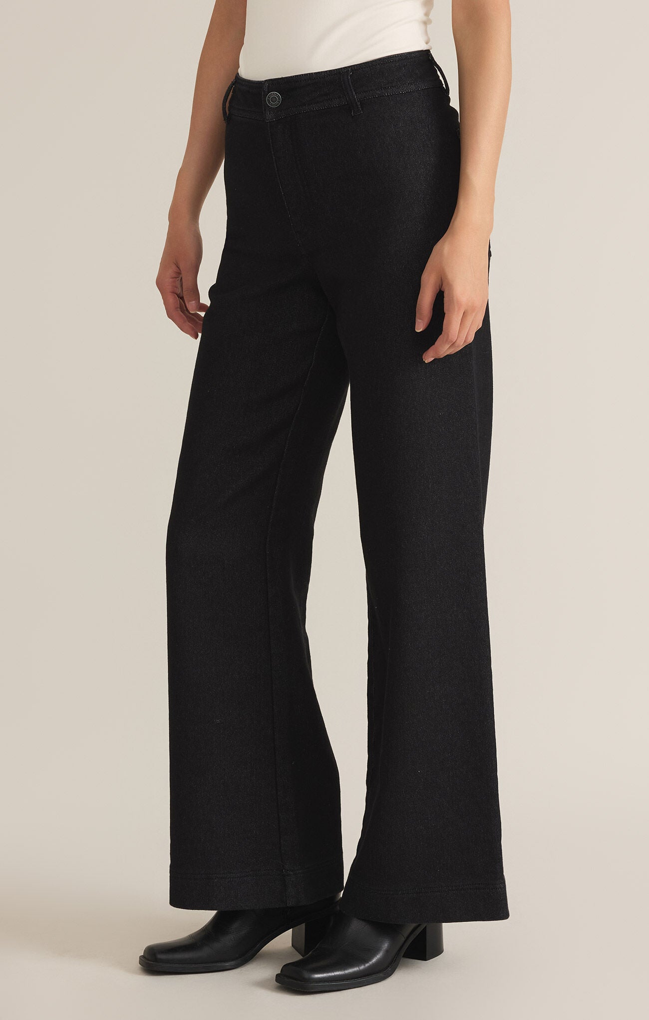 Rilynn Wide Leg Denim Trouser-Pants-Vixen Collection, Day Spa and Women's Boutique Located in Seattle, Washington