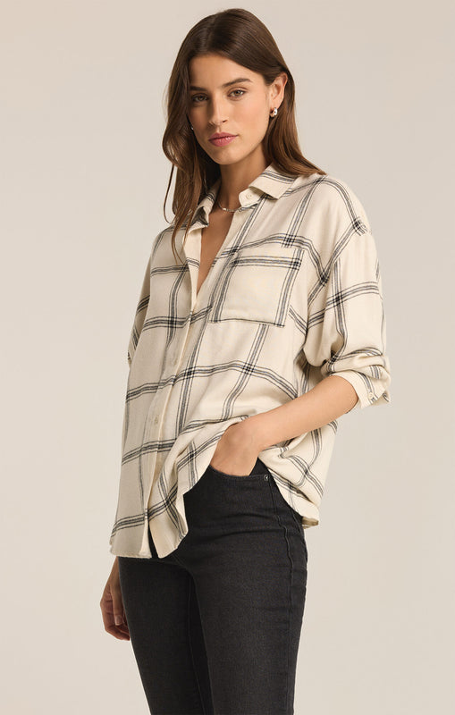 River Plaid Button Up-Long Sleeves-Vixen Collection, Day Spa and Women's Boutique Located in Seattle, Washington