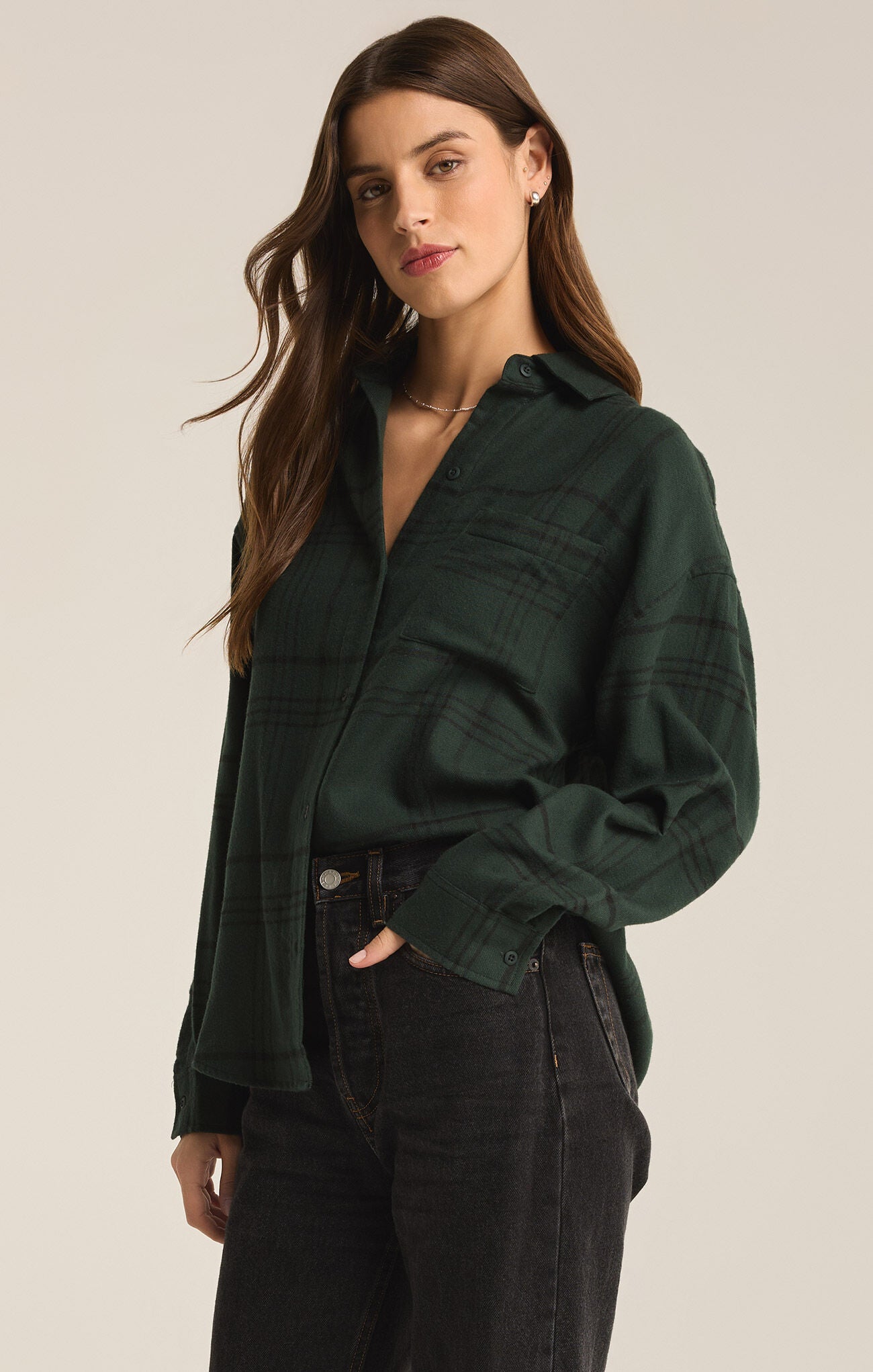 River Plaid Button Up-Long Sleeves-Vixen Collection, Day Spa and Women's Boutique Located in Seattle, Washington