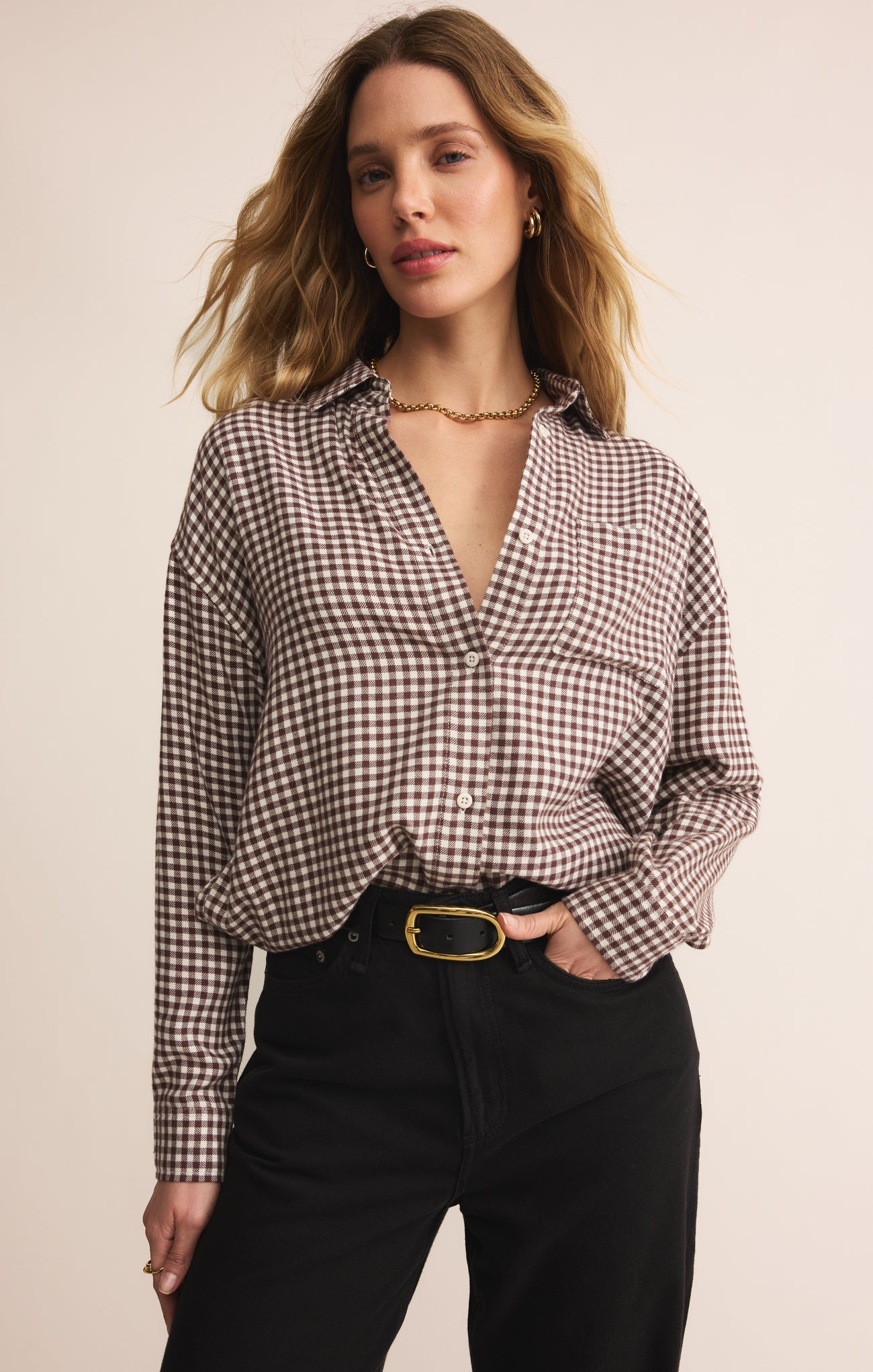 River Plaid Button Up-Long Sleeves-Vixen Collection, Day Spa and Women's Boutique Located in Seattle, Washington