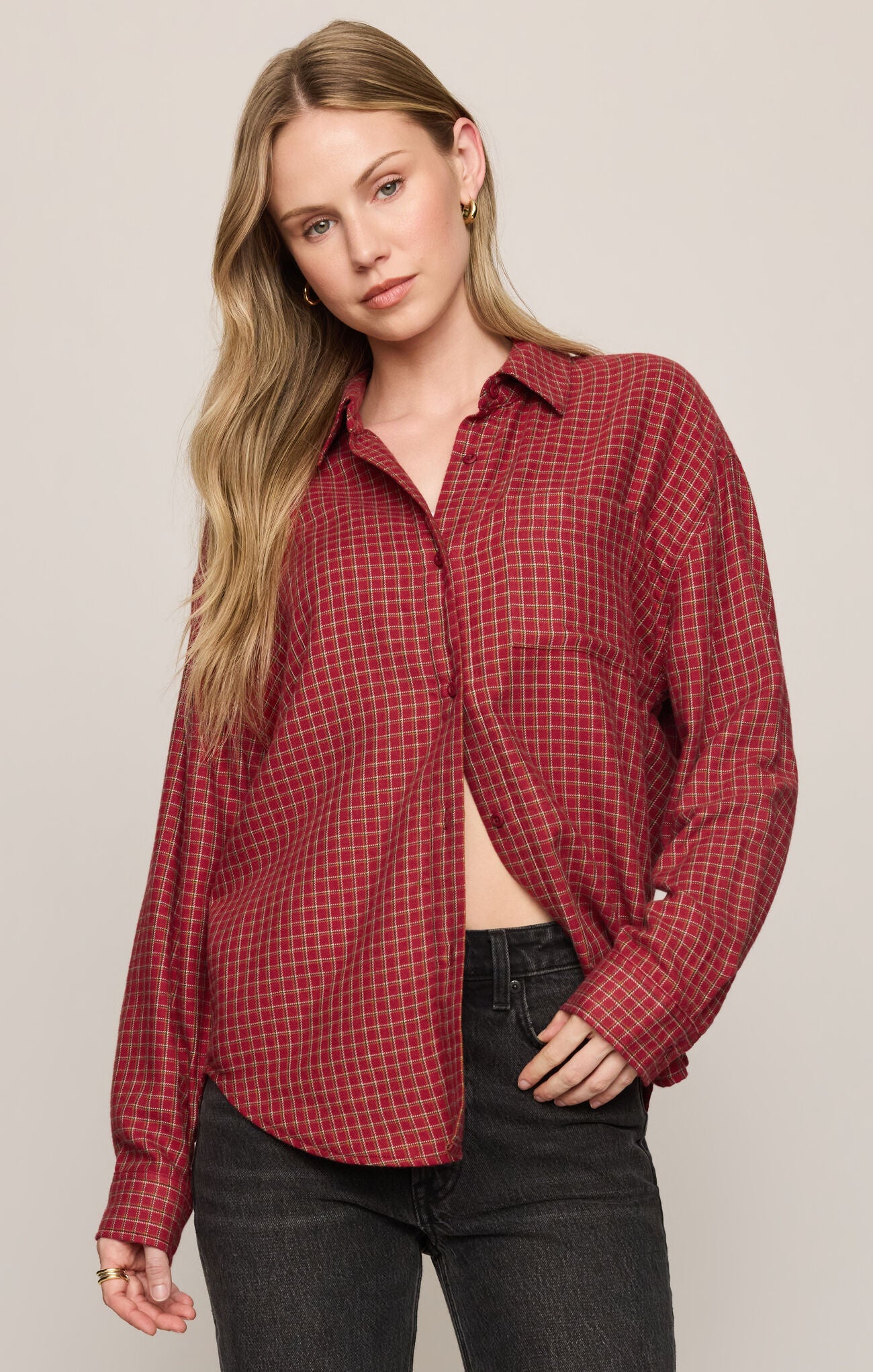 River Plaid Button Up-Long Sleeves-Vixen Collection, Day Spa and Women's Boutique Located in Seattle, Washington