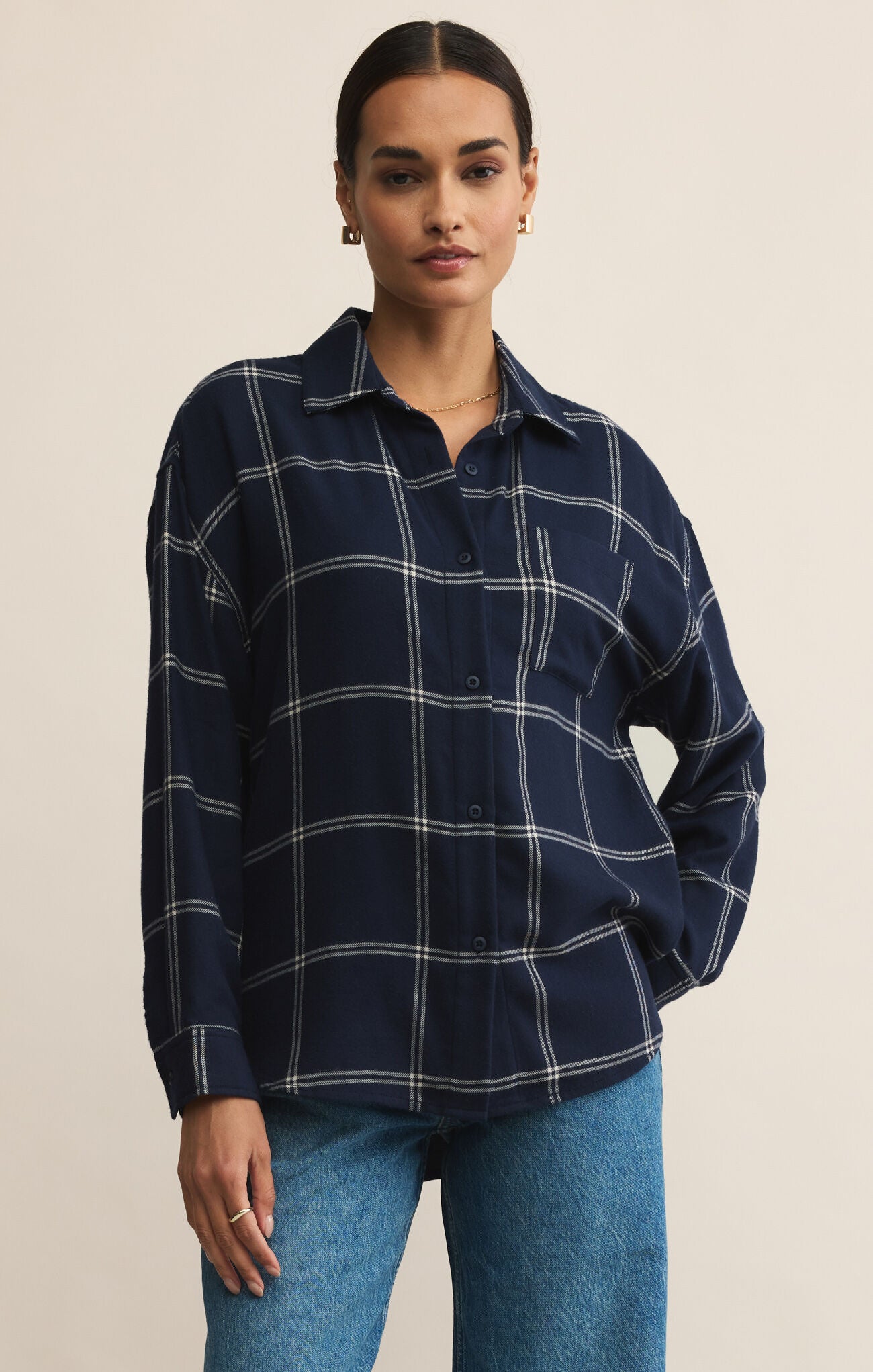 River Plaid Button Up-Long Sleeves-Vixen Collection, Day Spa and Women's Boutique Located in Seattle, Washington
