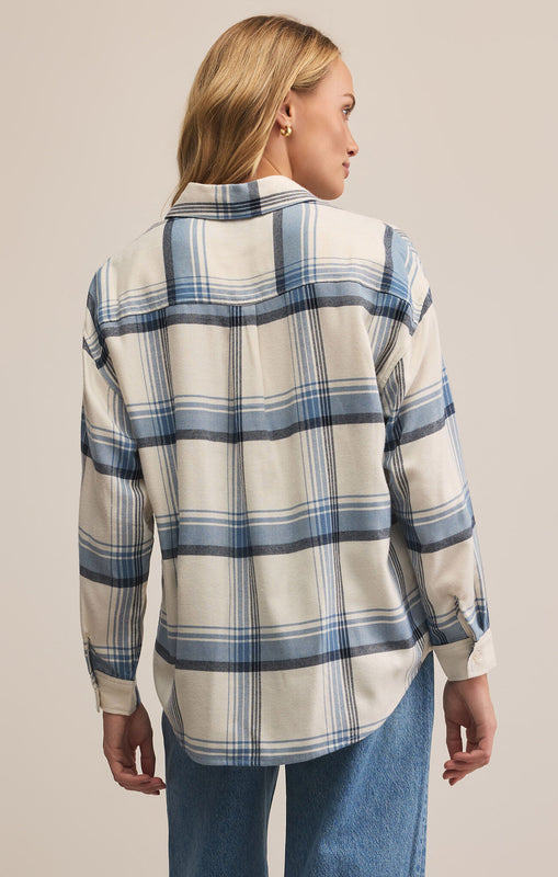 River Plaid Button Up-Long Sleeves-Vixen Collection, Day Spa and Women's Boutique Located in Seattle, Washington