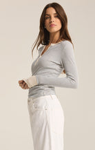 Scarlett Micro Stripe Rib Henley-Long Sleeves-Vixen Collection, Day Spa and Women's Boutique Located in Seattle, Washington