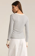 Scarlett Micro Stripe Rib Henley-Long Sleeves-Vixen Collection, Day Spa and Women's Boutique Located in Seattle, Washington