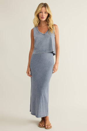 Gail Jersey Denim Midi Skirt-Skirts-Vixen Collection, Day Spa and Women's Boutique Located in Seattle, Washington