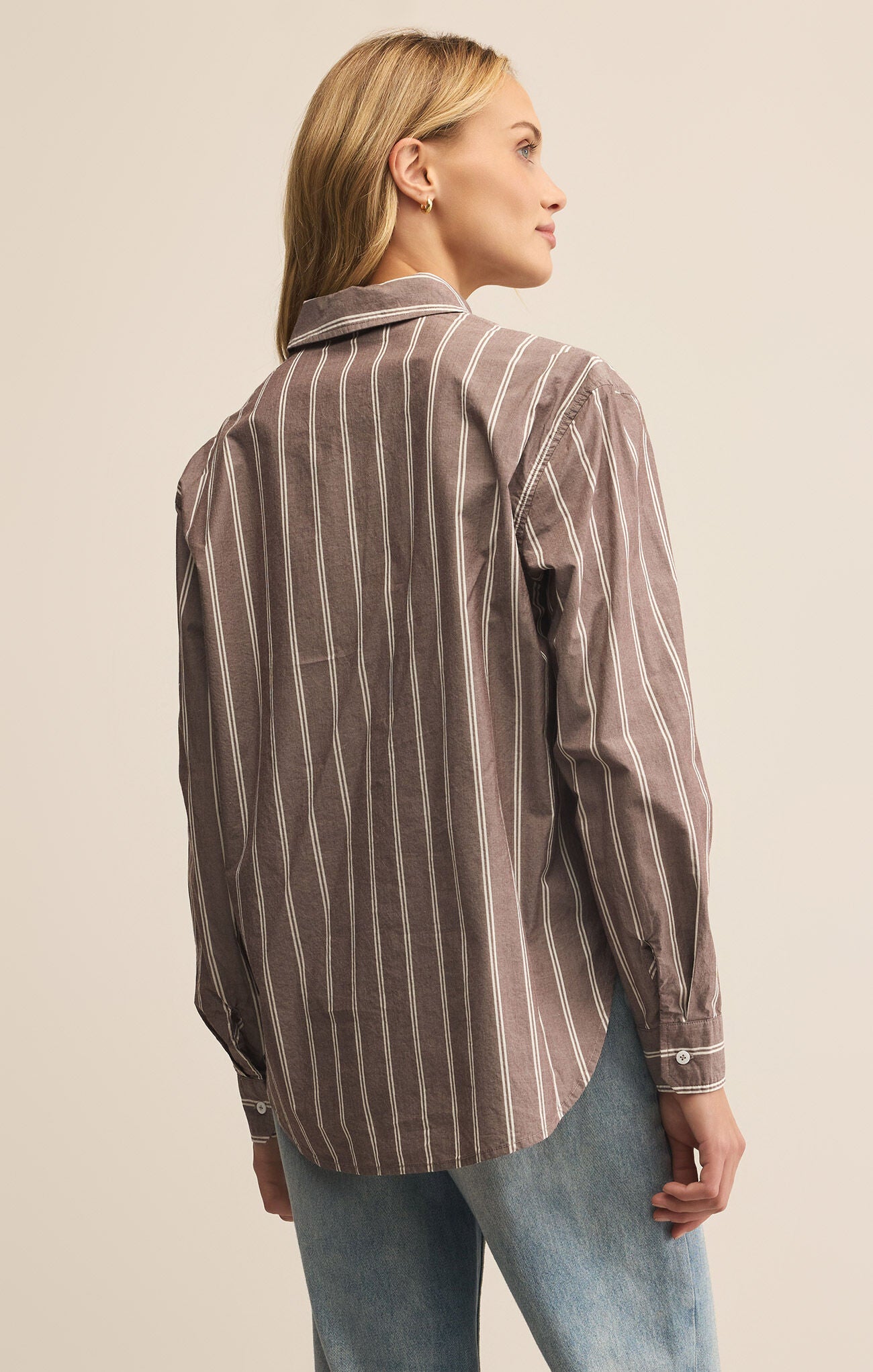 Seaport Striped Poplin Shirt-Long Sleeves-Vixen Collection, Day Spa and Women's Boutique Located in Seattle, Washington