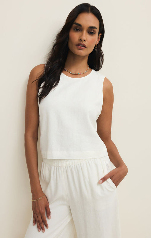 Sloane Linen Top-Tank Tops-Vixen Collection, Day Spa and Women's Boutique Located in Seattle, Washington
