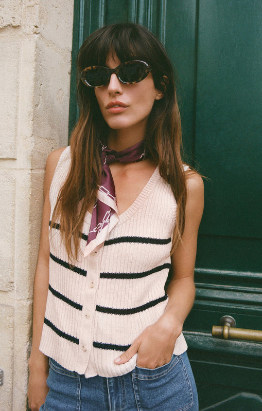 Sycamore Stripe Sweater Vest-Sweaters-Vixen Collection, Day Spa and Women's Boutique Located in Seattle, Washington