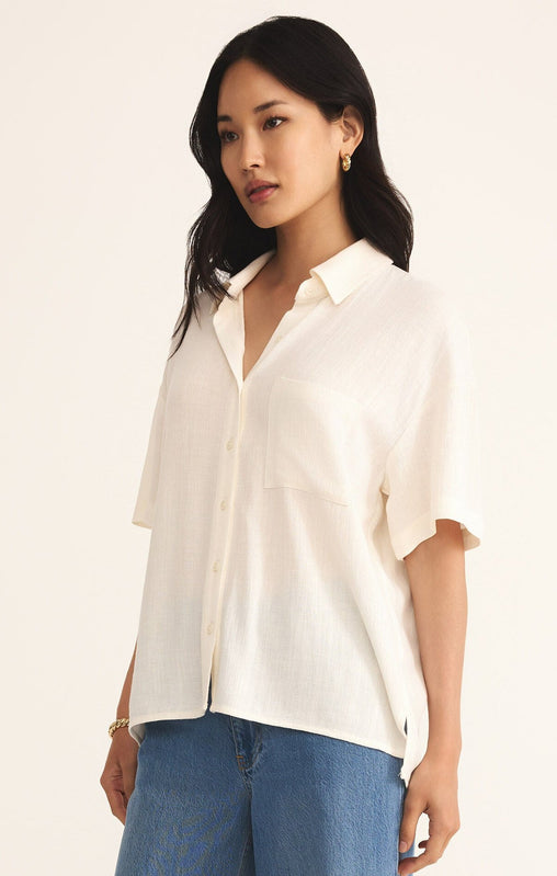 Tinsley Button Up Shirt-Short Sleeves-Vixen Collection, Day Spa and Women's Boutique Located in Seattle, Washington