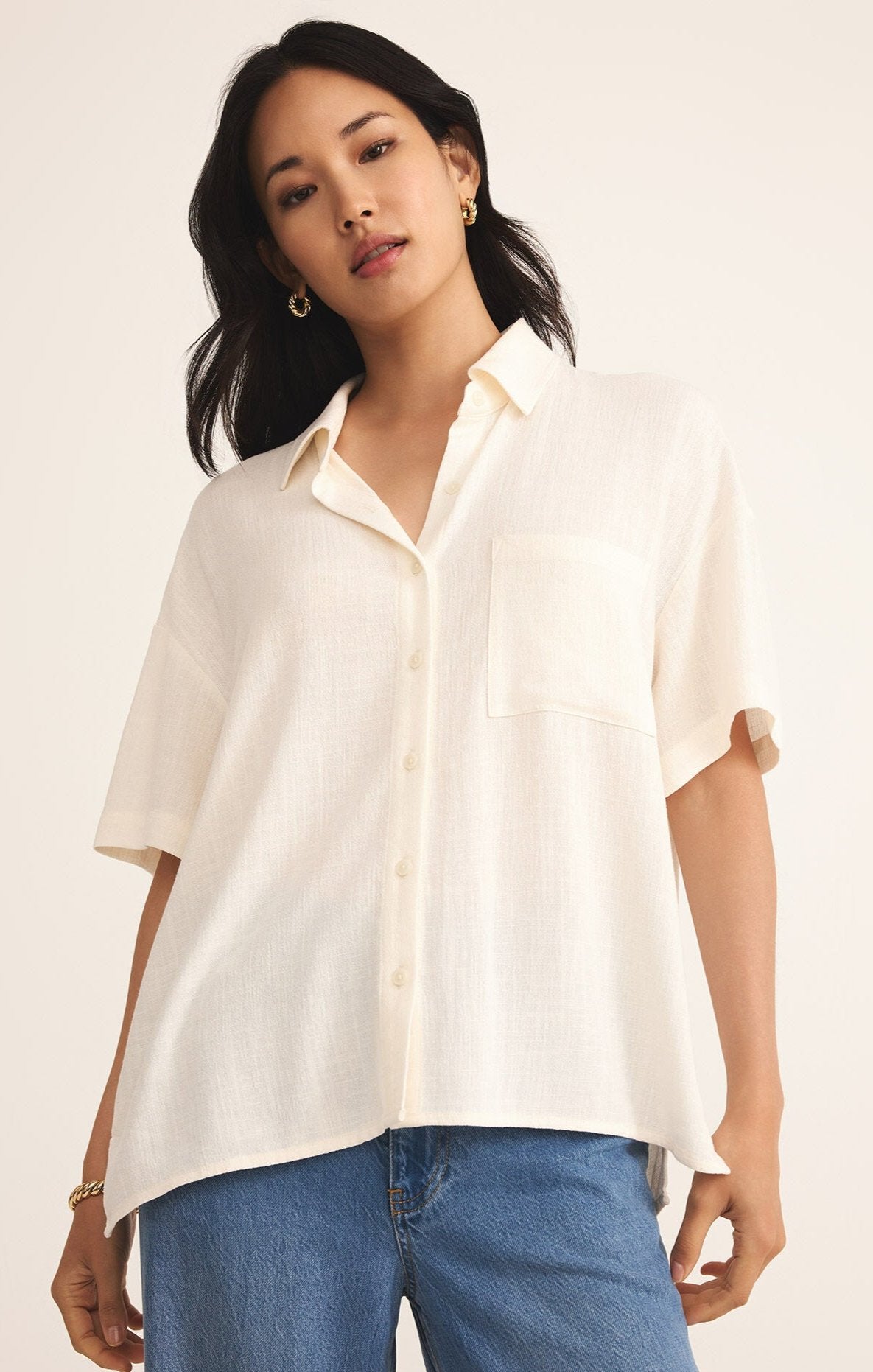 Tinsley Button Up Shirt-Short Sleeves-Vixen Collection, Day Spa and Women's Boutique Located in Seattle, Washington