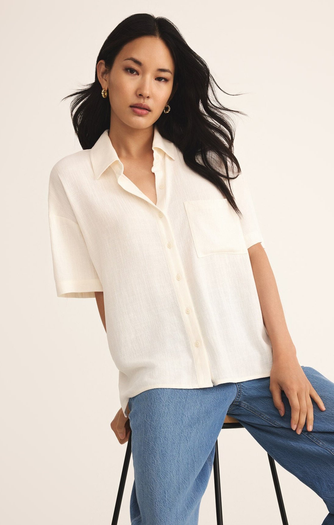 Tinsley Button Up Shirt-Short Sleeves-Vixen Collection, Day Spa and Women's Boutique Located in Seattle, Washington