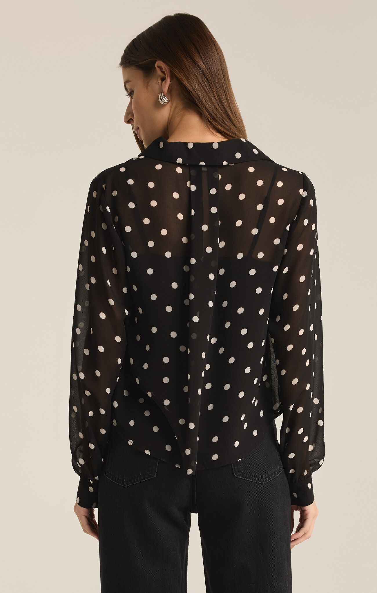 Vivienne Polka Dot Top-Long Sleeves-Vixen Collection, Day Spa and Women's Boutique Located in Seattle, Washington