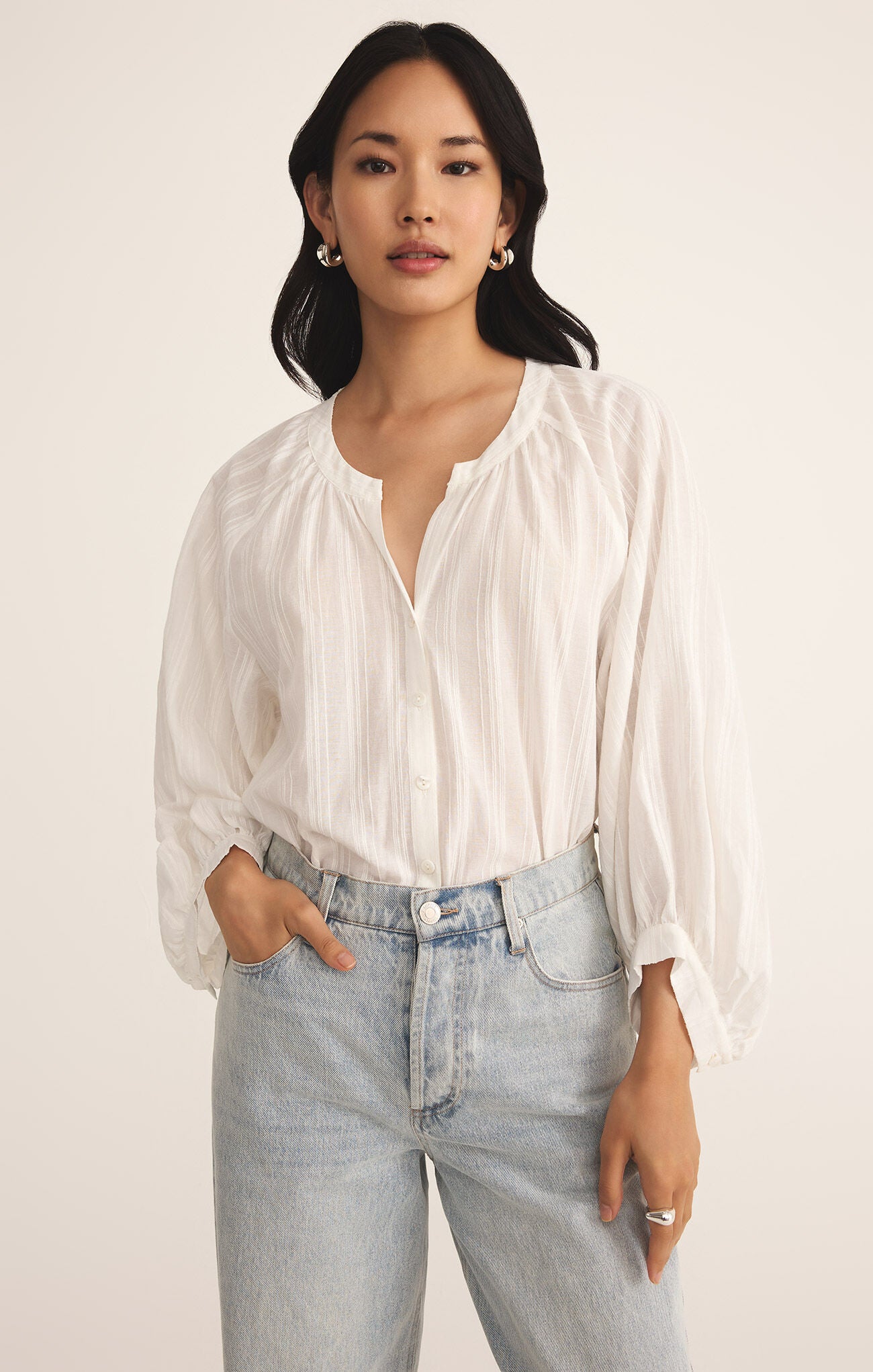 Wren Button Up Top-Long Sleeves-Vixen Collection, Day Spa and Women's Boutique Located in Seattle, Washington