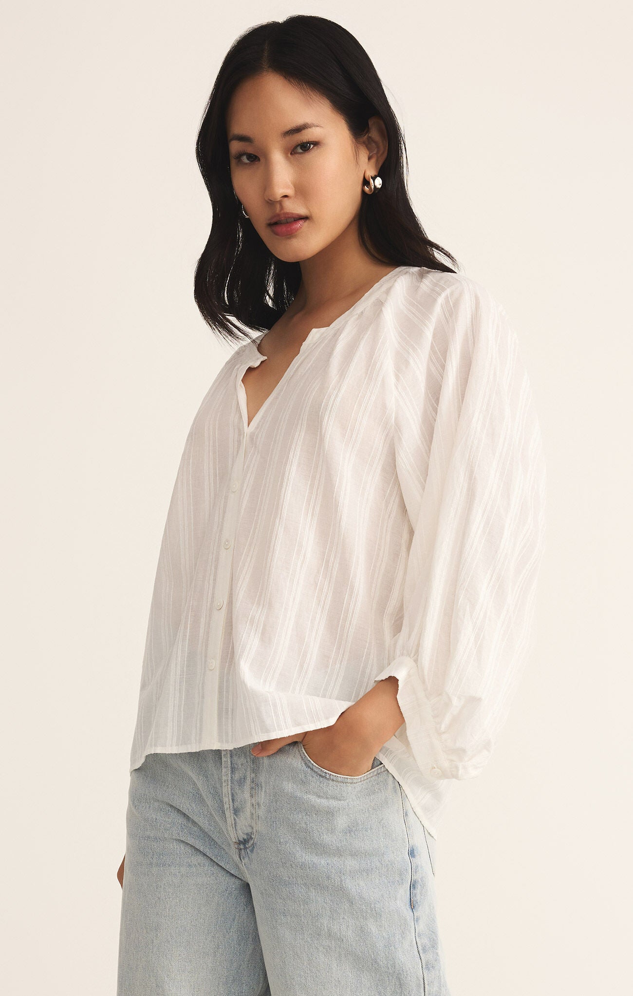 Wren Button Up Top-Long Sleeves-Vixen Collection, Day Spa and Women's Boutique Located in Seattle, Washington