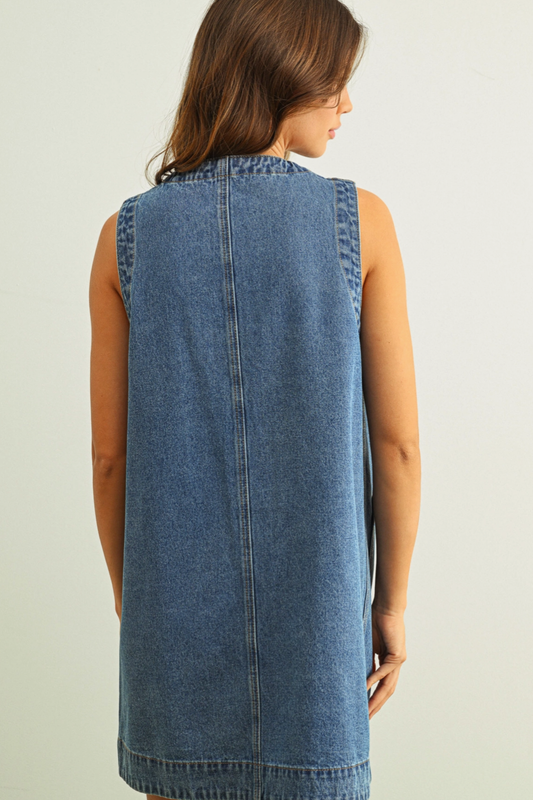 West Side Denim Mini Dress-Dresses-Vixen Collection, Day Spa and Women's Boutique Located in Seattle, Washington