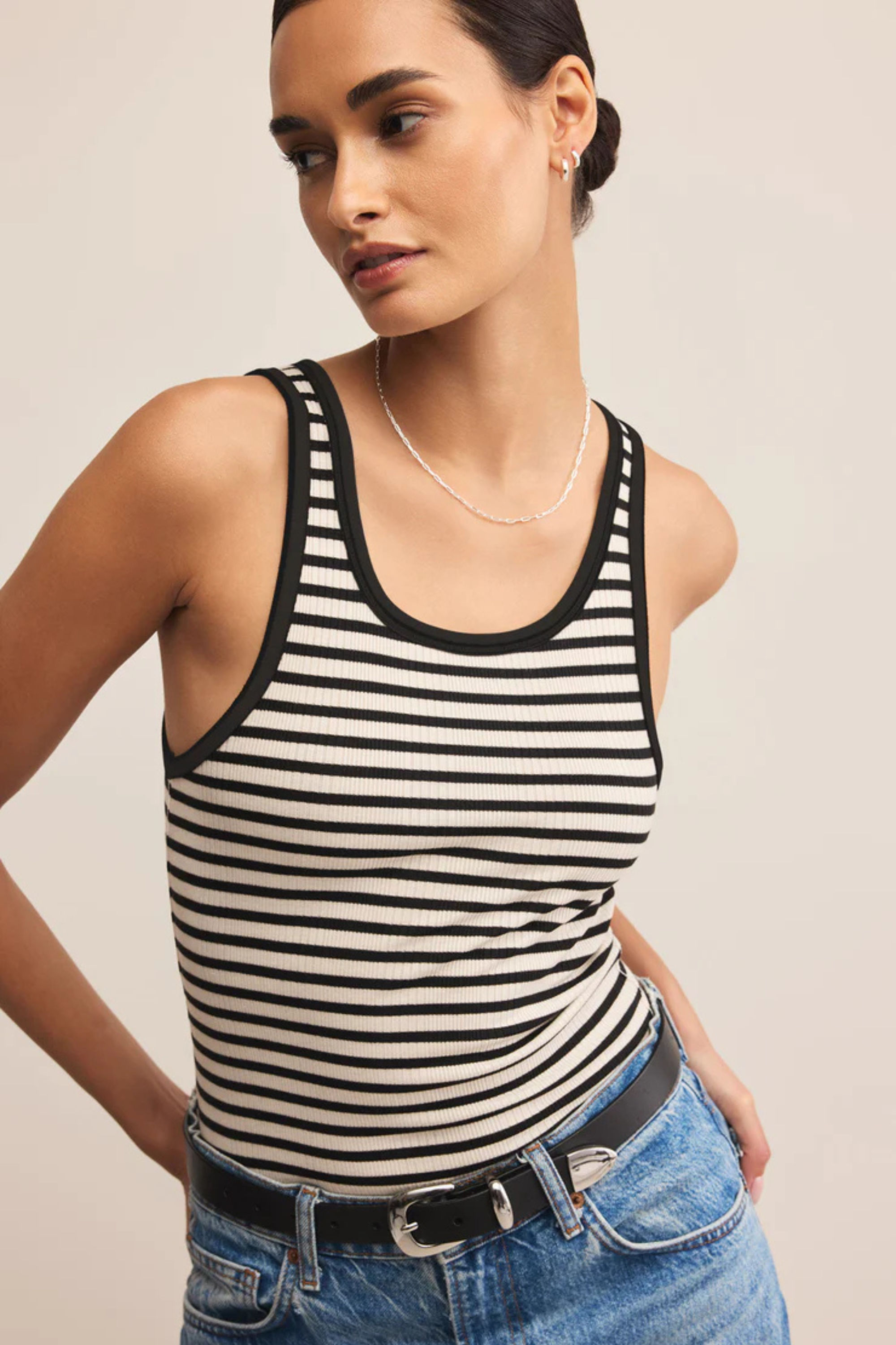 Classic Striped Scoop Tank-Tank Tops-Vixen Collection, Day Spa and Women's Boutique Located in Seattle, Washington