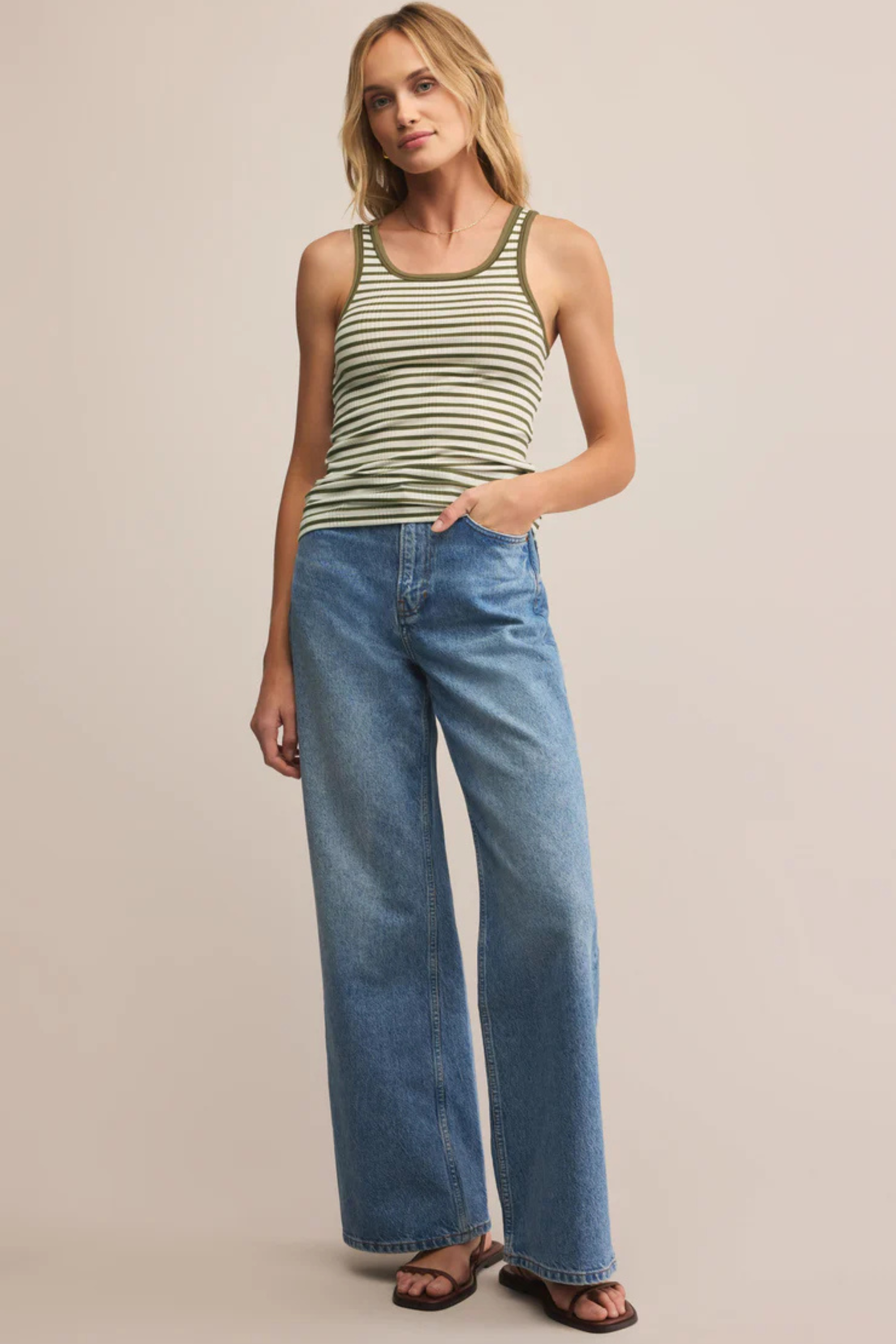 Classic Striped Scoop Tank-Tank Tops-Vixen Collection, Day Spa and Women's Boutique Located in Seattle, Washington