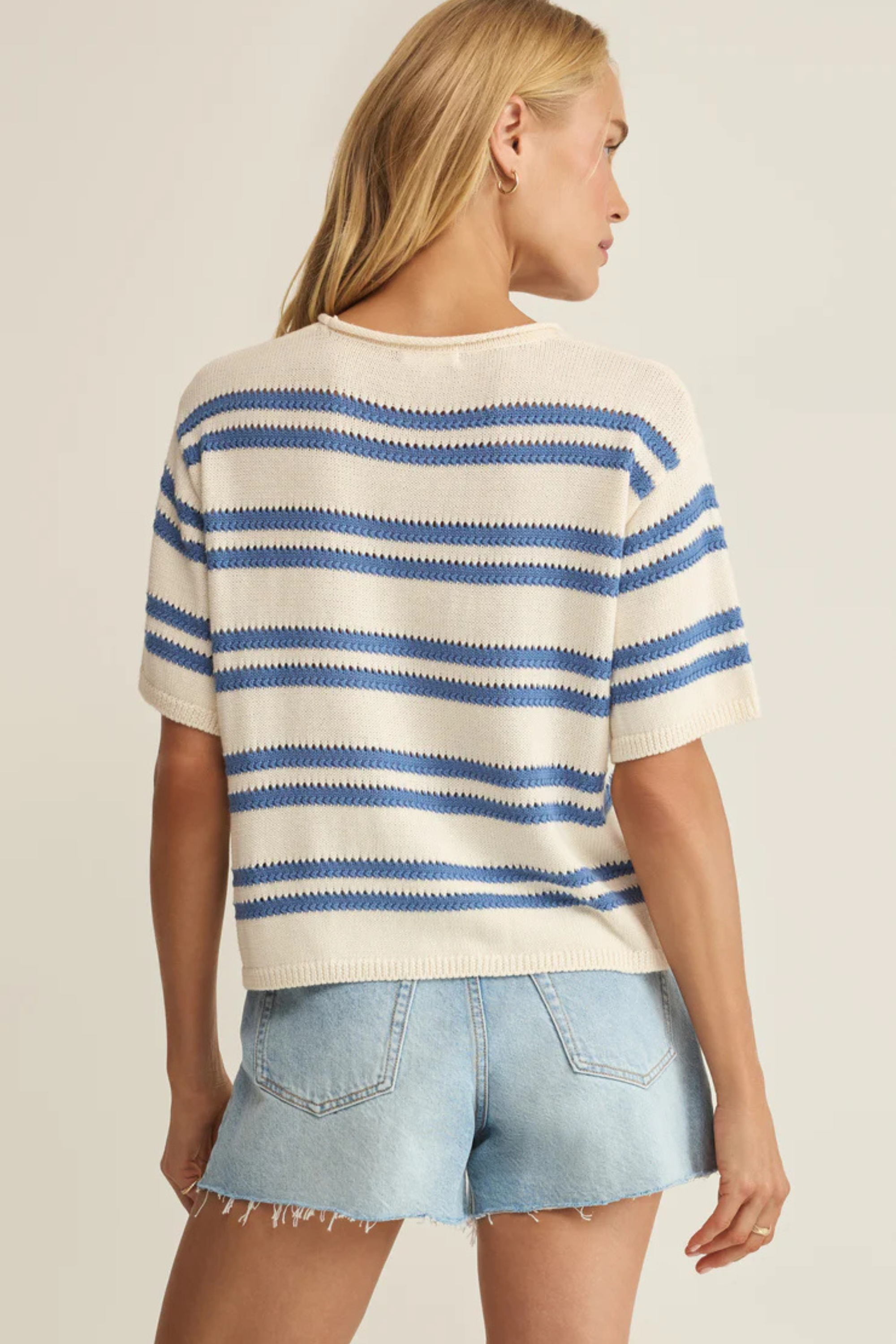 Prado Stripe Sweater Tee-Sweaters-Vixen Collection, Day Spa and Women's Boutique Located in Seattle, Washington