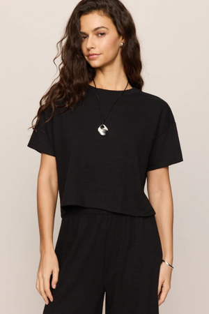 Sway Textured Cropped Tee-Tops-Vixen Collection, Day Spa and Women's Boutique Located in Seattle, Washington