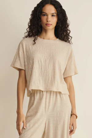 Sway Textured Cropped Tee-Tops-Vixen Collection, Day Spa and Women's Boutique Located in Seattle, Washington