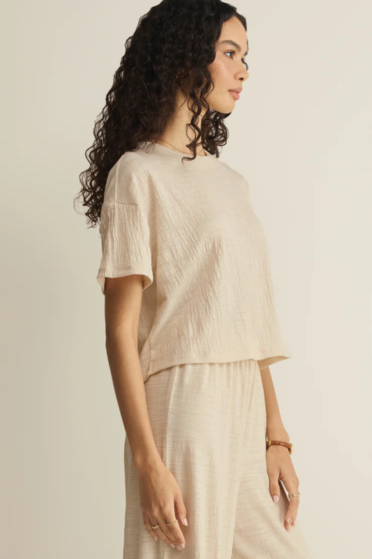 Sway Textured Cropped Tee-Tops-Vixen Collection, Day Spa and Women's Boutique Located in Seattle, Washington