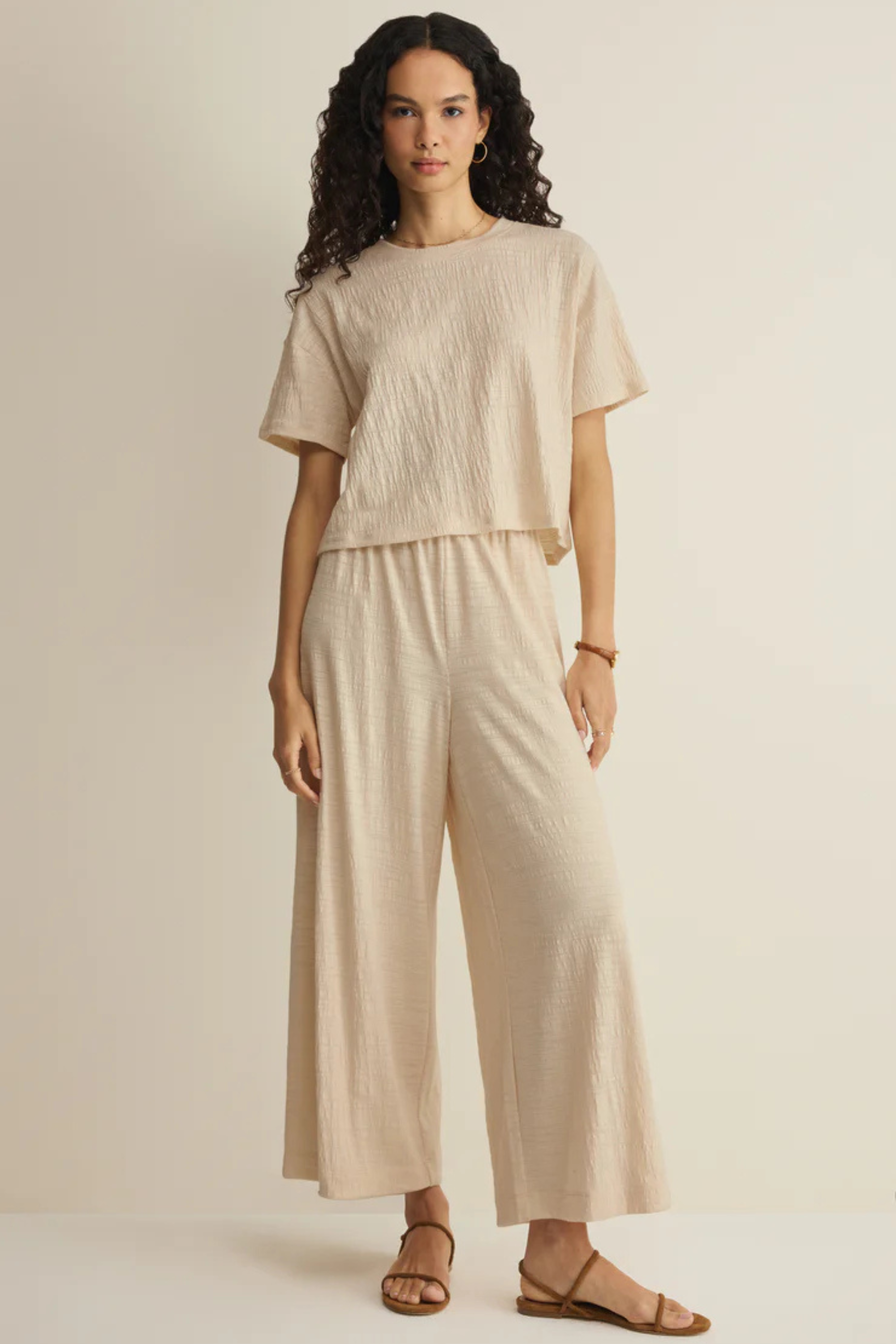 Sway Textured Cropped Tee-Tops-Vixen Collection, Day Spa and Women's Boutique Located in Seattle, Washington