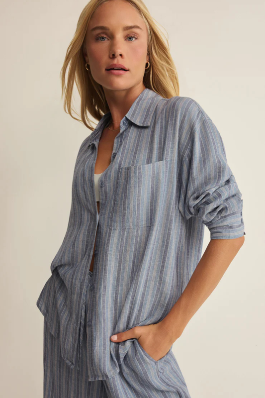 The Perfect Striped Button Up-Tops-Vixen Collection, Day Spa and Women's Boutique Located in Seattle, Washington