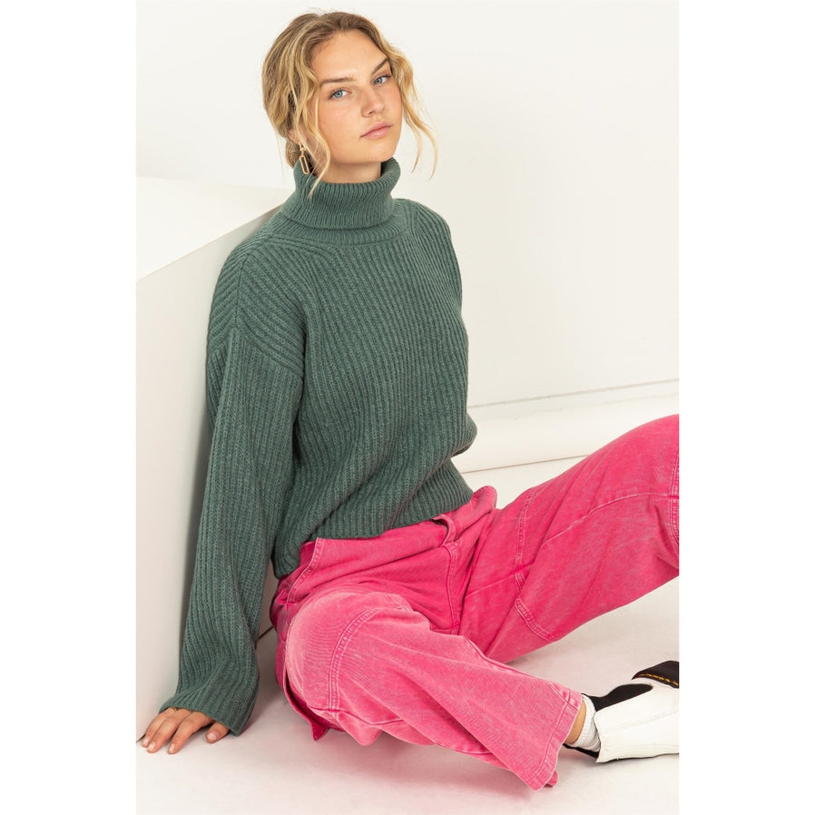 Pretty Sweet Turtleneck Semi-Crop Sweater | Two Colors-Sweaters-Vixen Collection, Day Spa and Women's Boutique Located in Seattle, Washington