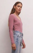 Slimming Sirena Rib Tee-Long Sleeves-Vixen Collection, Day Spa and Women's Boutique Located in Seattle, Washington
