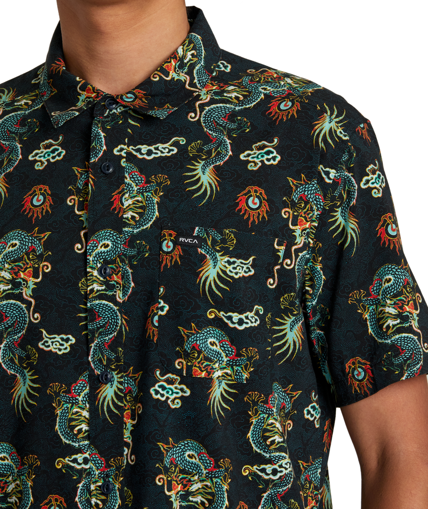 Neon Dragon Button Up-Men's Tops-Vixen Collection, Day Spa and Women's Boutique Located in Seattle, Washington