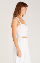 Cambria Gauze Top, White-Tank Tops-Vixen Collection, Day Spa and Women's Boutique Located in Seattle, Washington