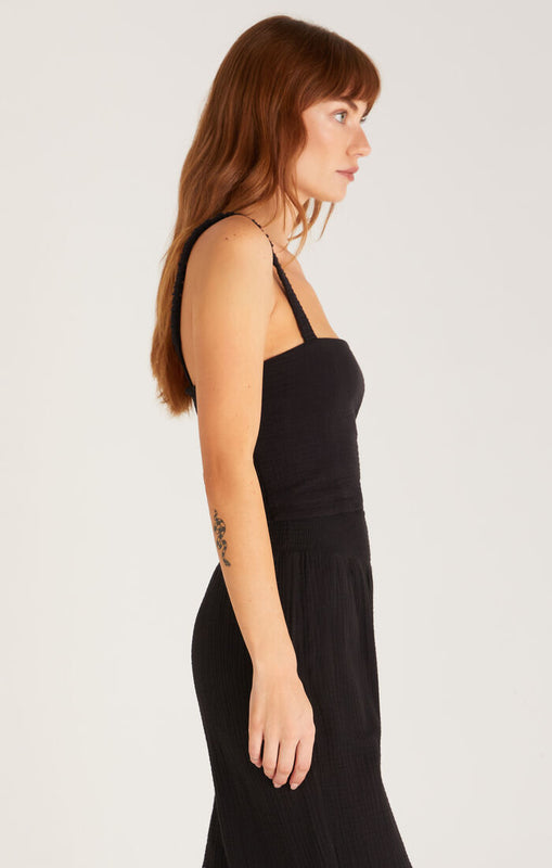Cambria Gauze Top, Black-Tank Tops-Vixen Collection, Day Spa and Women's Boutique Located in Seattle, Washington