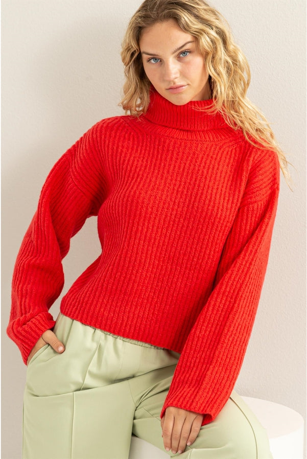 Pretty Sweet Turtleneck Semi-Crop Sweater | Two Colors-Sweaters-Vixen Collection, Day Spa and Women's Boutique Located in Seattle, Washington