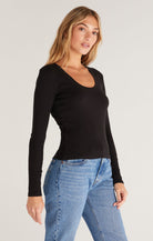 Slimming Sirena Rib Tee-Long Sleeves-Vixen Collection, Day Spa and Women's Boutique Located in Seattle, Washington