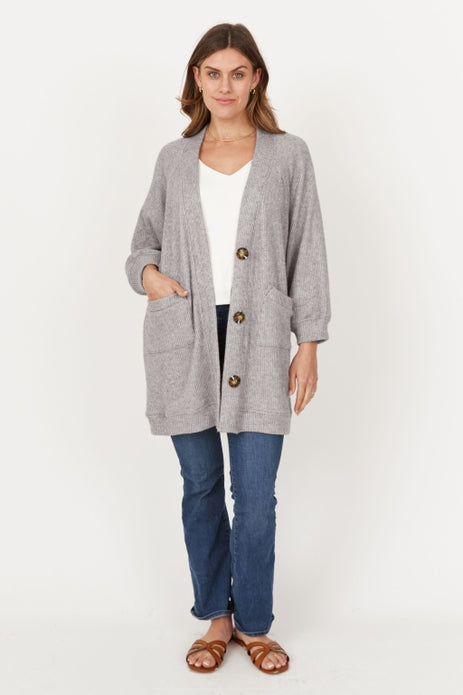 Tinsley Cardigan, Grey-Cardigans-Vixen Collection, Day Spa and Women's Boutique Located in Seattle, Washington