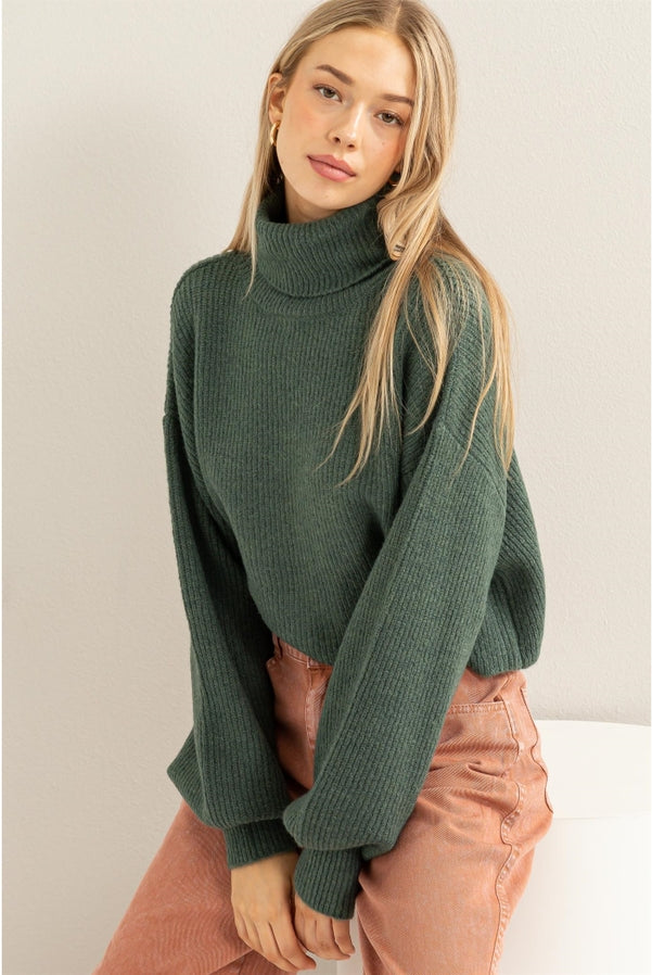 Mt. Baker Cropped Turtleneck Sweater-Sweaters-Vixen Collection, Day Spa and Women's Boutique Located in Seattle, Washington
